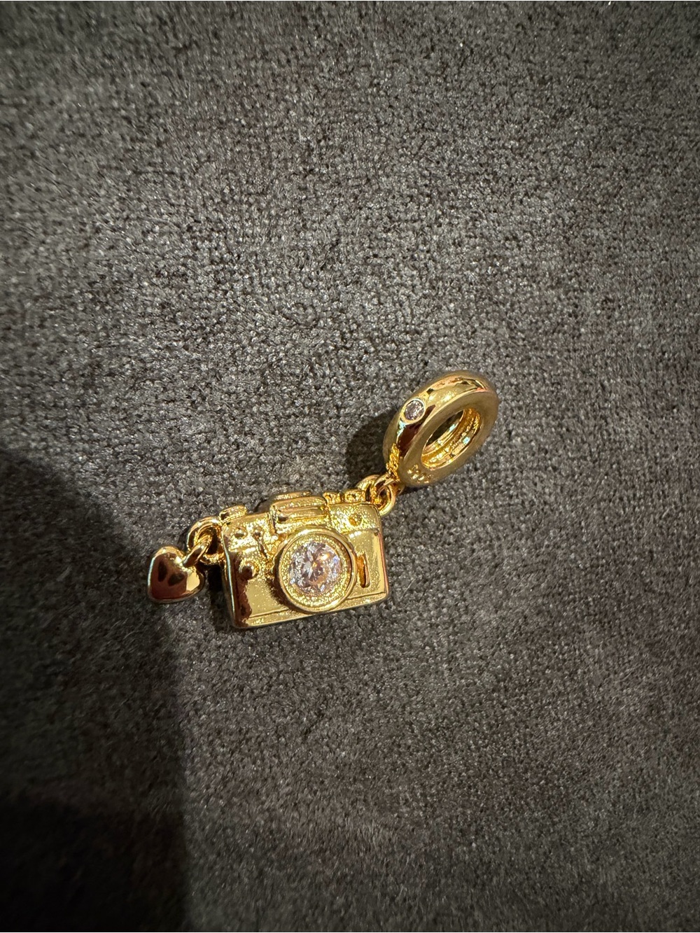 Pandora Gold Camera Charm with Clear Crystal Lens